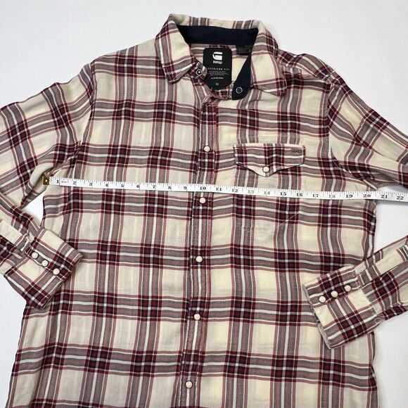 G-Star RAW Shirt Boyfriend Fit Tacoma Check Plaid Snap Button Womens Size Medium - Picture 9 of 13